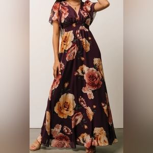 Alexandria Smocked Maxi Eggplant Floral Dress